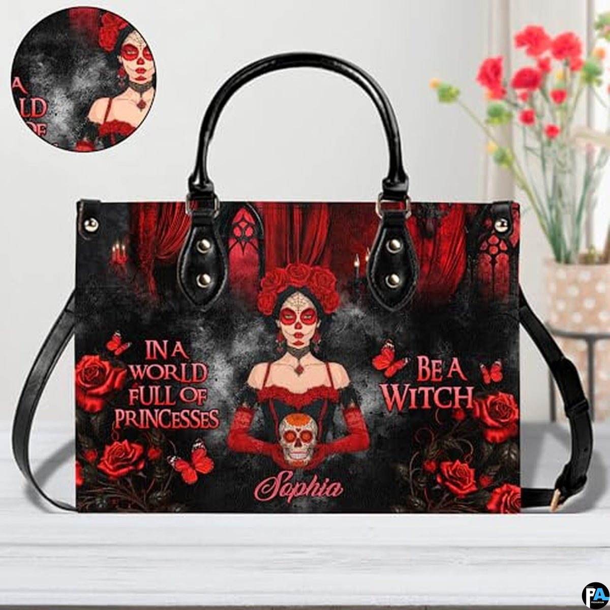 Personalized Witch Leather Bags, Halloween Purses For Women, Witch Art Bag, Spooky Halloween Purses, Holiday Gifts