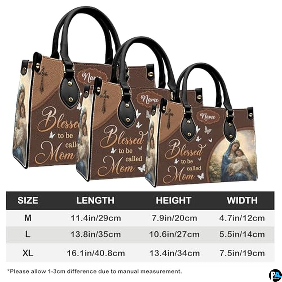 Personalized Leather Tote Bag and Purse for Mom Grandma, Custom Name Tote Bag, Birthday Gift for Mother, Grandma Gift Idea