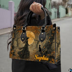 Personalized Halloween Leather Handbag – Custom Witch 3D Printing Effect Purses For Women – Spooky Gothic Shoulder Bag