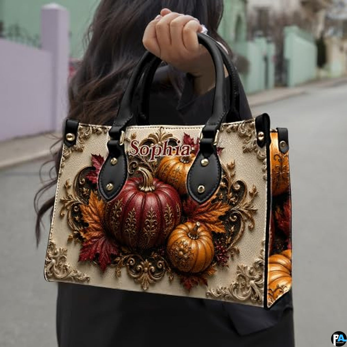 Personalized Halloween Gothic Leather Handbag Custom Raven Black Cat Purse Dark Fantasy Shoulder Bag Gift for Women