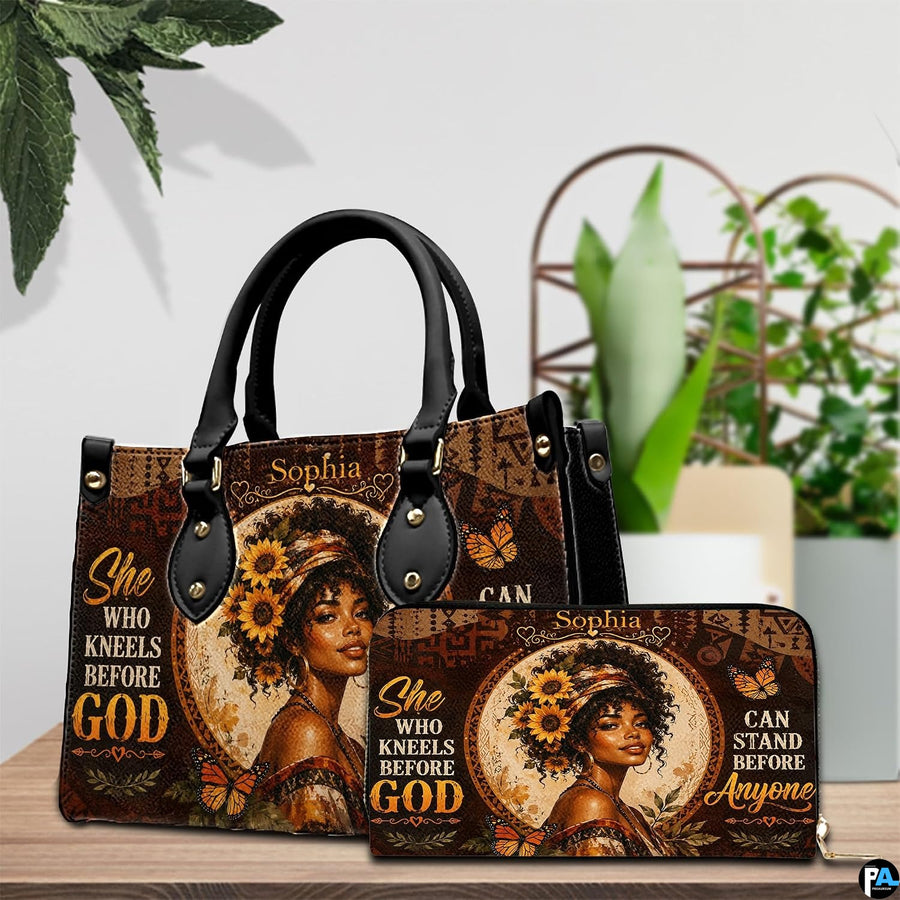 Sunflower portrait handbag and wallet with monarch butterflies
