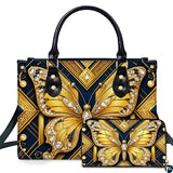 Opulent Gold Butterfly Art Deco Geometric Navy Design