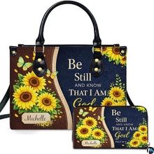 Personalized Sunflower 'Be Still' Religious Handbag