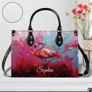 Interior view of the handbag displaying lining and spacious central compartment.