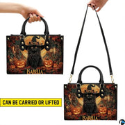 Personalized Halloween Leather Handbag – Custom Witch 3D Printing Effect Purses For Women – Spooky Gothic Shoulder Bag