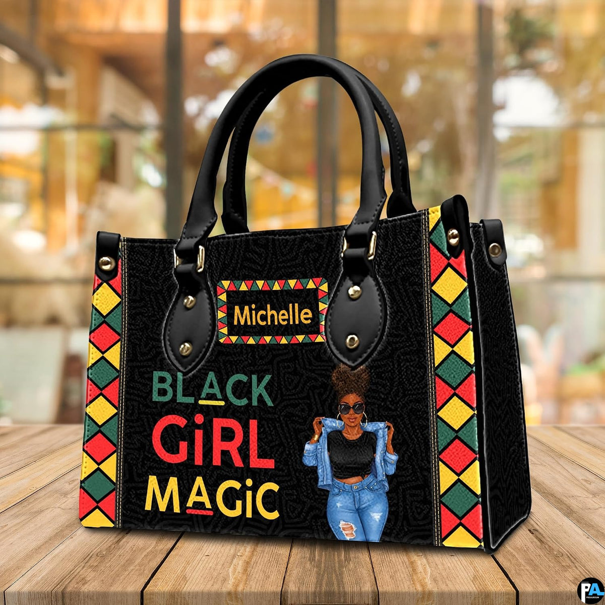 Alternate angle showcase presenting the afrocentric artwork accessory alongside its matching companion piece.