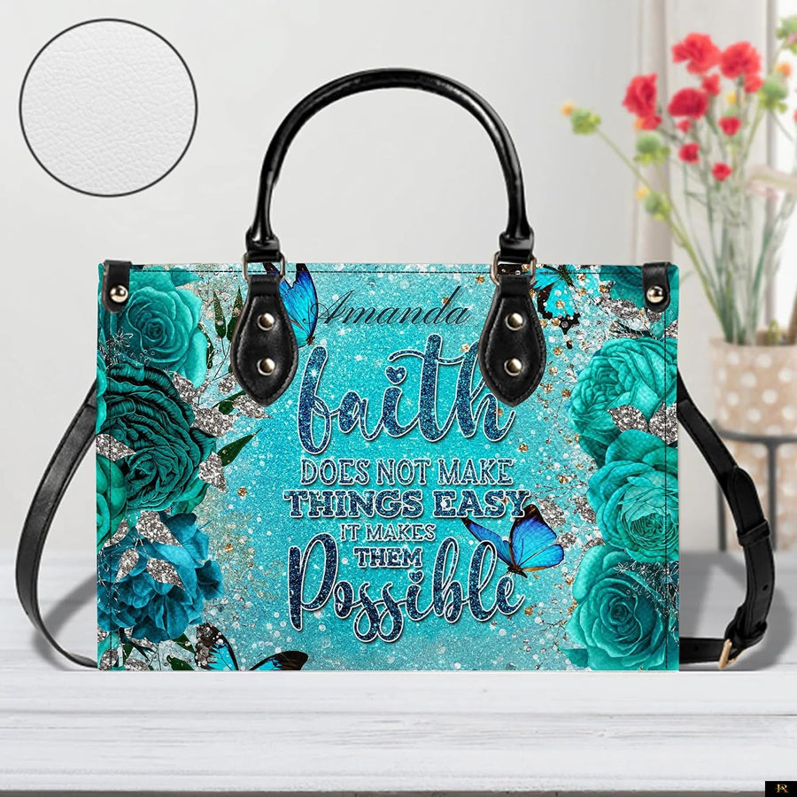 PREAUREUM "{split_values}" Personalized {collection_title} Leather Handbag