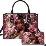 Personalized Black Women Leather Bag, Custom Name African Purses and Handbags Gifts for Mom Birthday Christmas Mothers Day