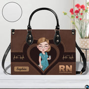 Matching wallet displaying cartoon nurse artwork and medical emblem
