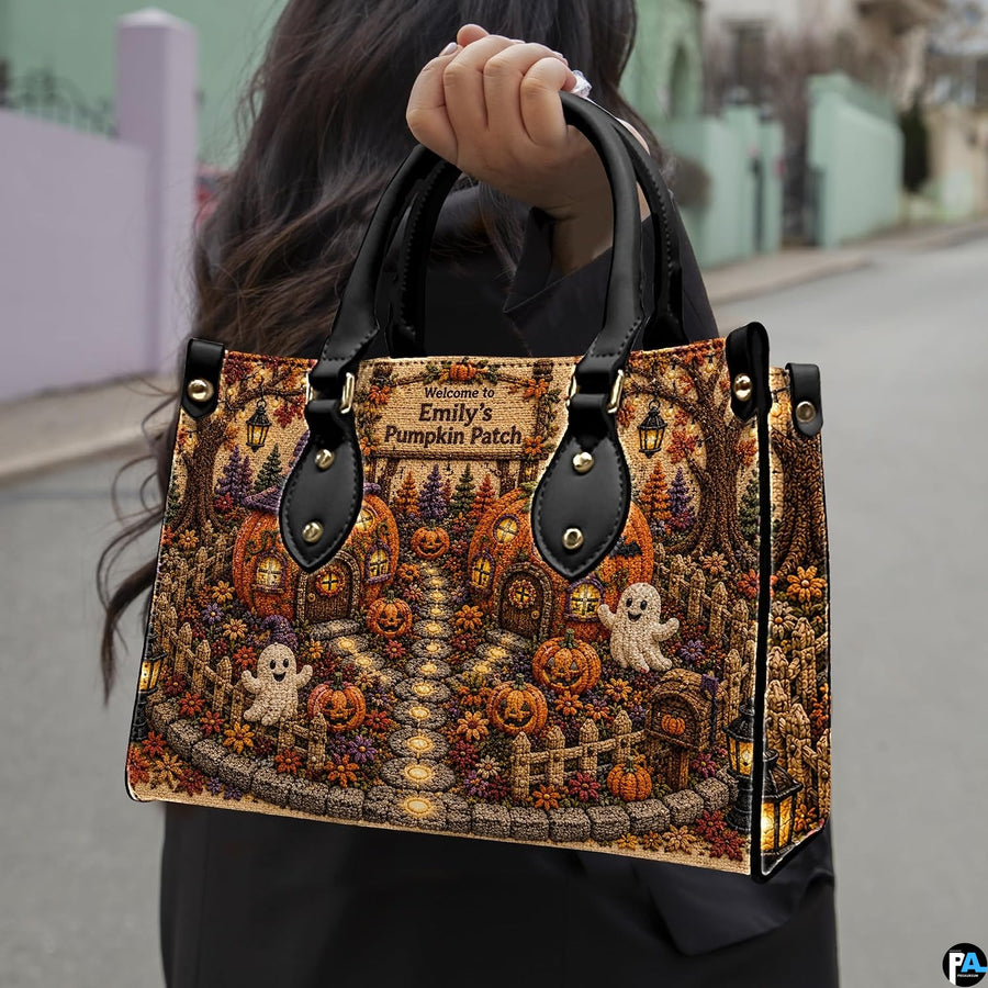 Urban street view showcasing a model carrying the friendly ghost art accessory outdoors.