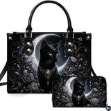 Black Cat Tiara Silver Crescent Moon Gothic Art Design