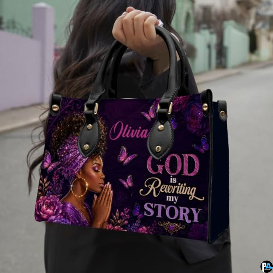 Personalized African American Leather Bag, African Purse, Gifts for Black Girl Women, Black History Handbags
