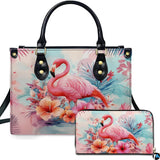 Tropical Hibiscus Flamingo Handbag & Wallet Set