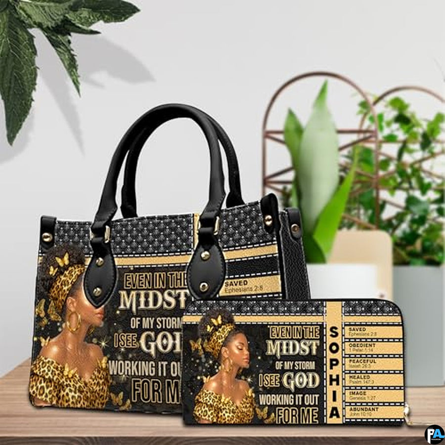 Personalized African American Leather Bag, African Purse, Gifts for Black Girl Women, Black History Handbags