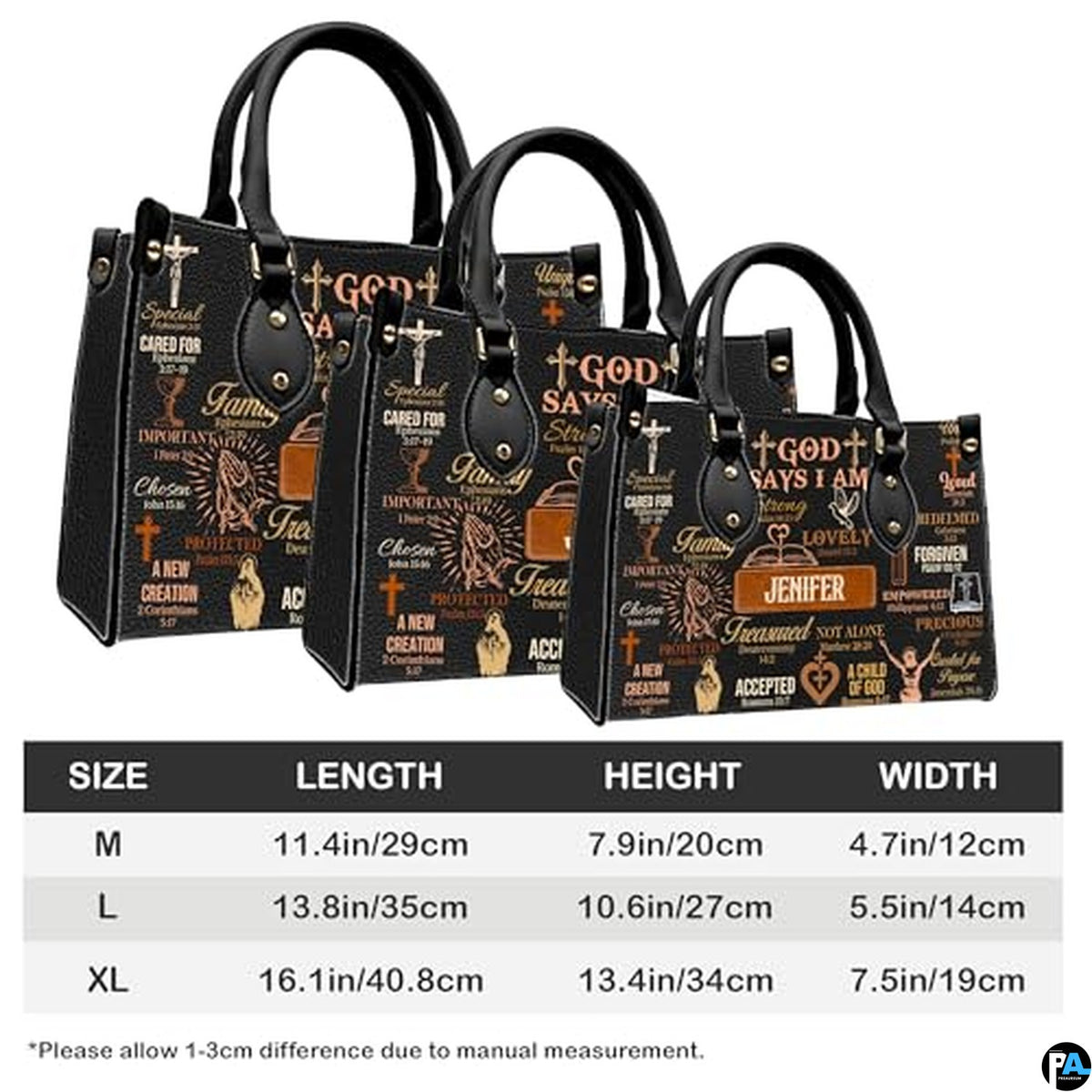 Custom Christian Bible Verse Leather Handbag for Christian Gifts