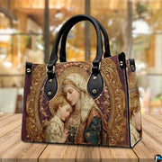 Custom Catholic Virgin Mary Leather Bag, Personalized Name Handbags and Purses for Christian Women Religious Bag Gifts
