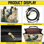Peacock floral handbag feature detail presentation