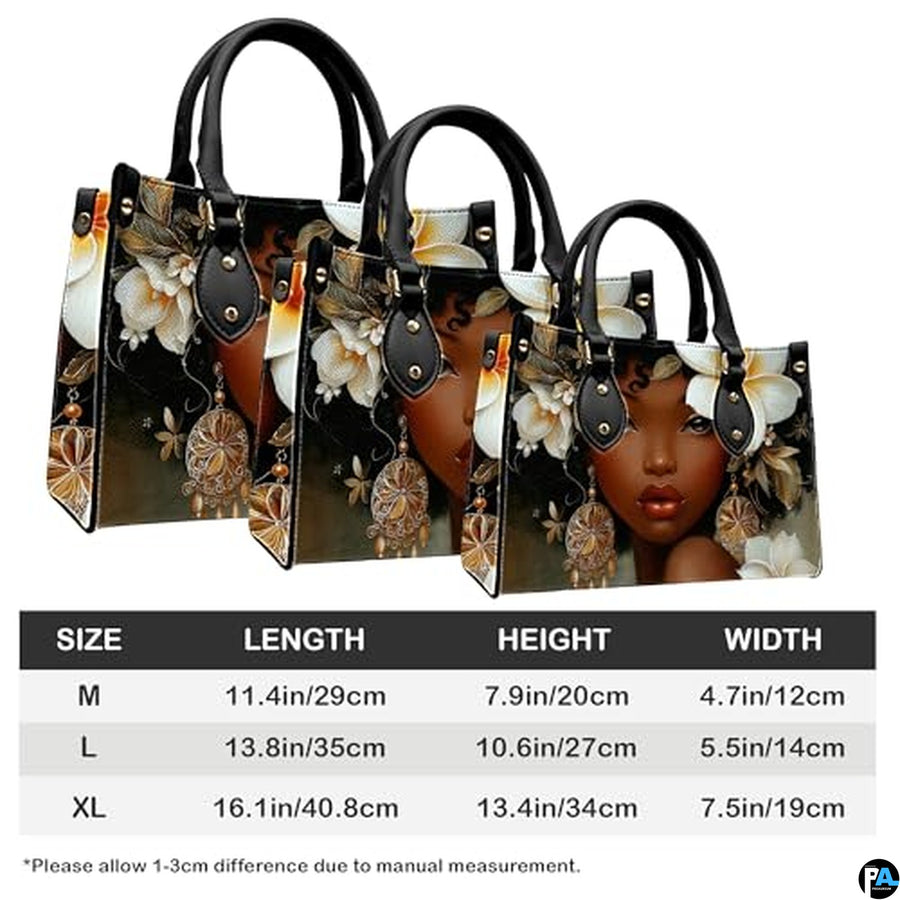 Personalized Black Women Leather Bag, Custom Name African Purses and Handbags Gifts for Mom Birthday Christmas Mothers Day