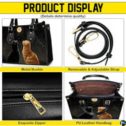 Black Cat Leather Bag – Vintage Cat Art Handbag, Stylish Animal-Themed Purse, Unique Gift for Cat Lovers