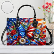 Front close-up view of matching patriotic butterfly wallet