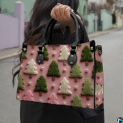 Outdoor street perspective showcasing the pink and green festive tree illustration in daylight.