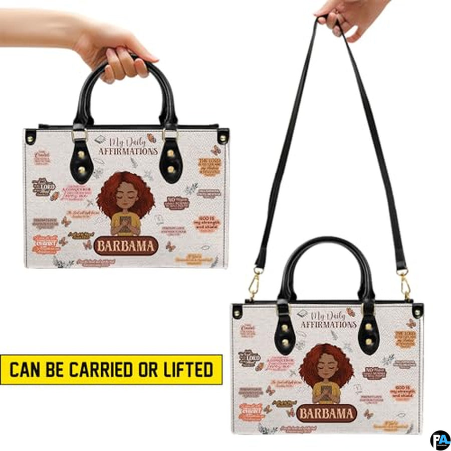 Personalized Leather Handbag for Black Women, Custom African Purse Bag Set, Birthday Meaningful Gifts for Mom, Friend