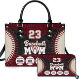 Maroon Baseball Seam Handbag and Matching Wallet Set