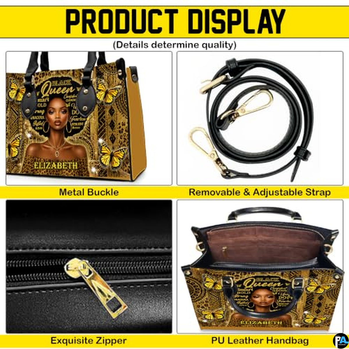Personalized African American Leather Bag, African Purse, Gifts for Black Girl Women, Black History Handbags
