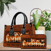 Tabletop styling displaying corgi accessory paired alongside matching companion item.