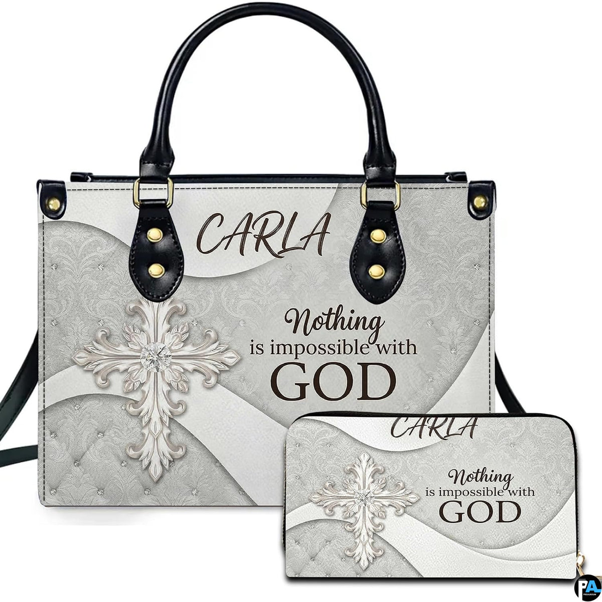 Personalized Christian Leather Handbag – Custom Purse Faith Gift for Mom, Grandma, Women Birthday or Christmas