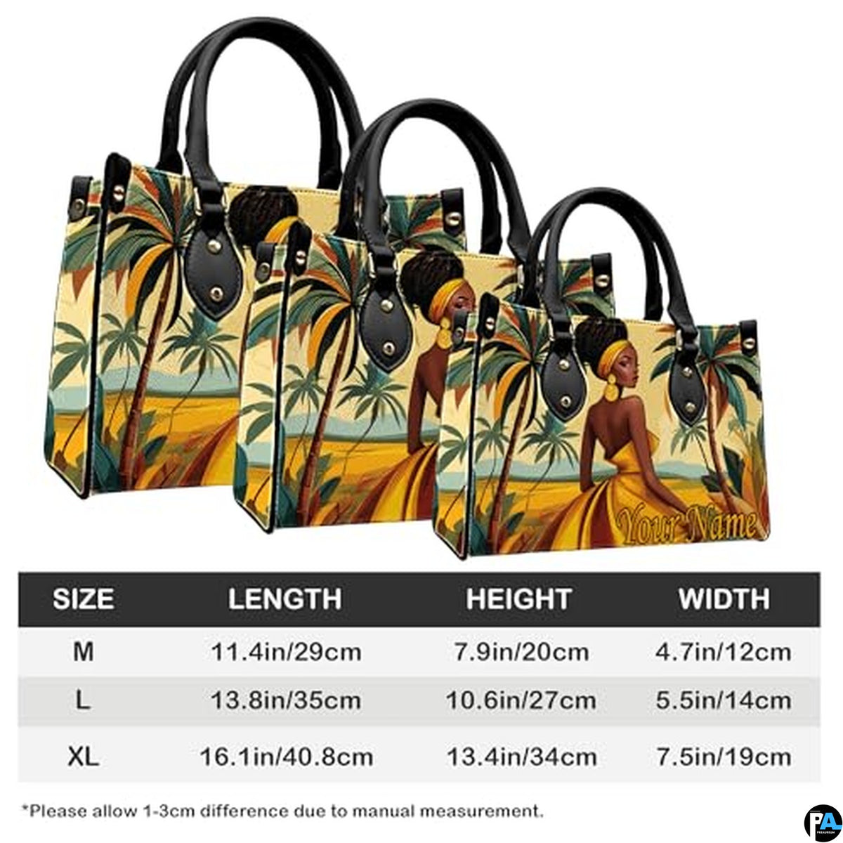 Personalized Black Women Leather Bag, Custom Name African Purses and Handbags Gifts for Mom Birthday Christmas Mothers Day