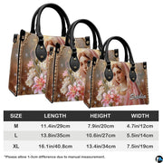 Handbag sizing diagram illustrating medium, large, and extra-large dimensions