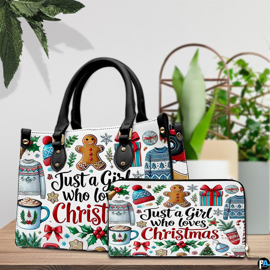 Infographic displaying hardware fixtures, carrying straps, and zipper detailing of Christmas handbag.