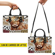 Highland Cow Leather Handbag Custom Cow Purse for Women Country Farm PU Leather Tote Gifts for Farmers Girls Mom Gift
