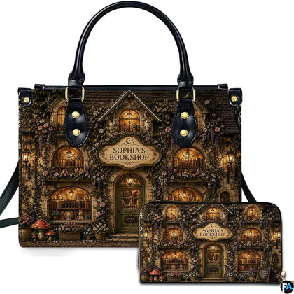 Bookstore art showing an illuminated cottage front presented across an accessory pairing.