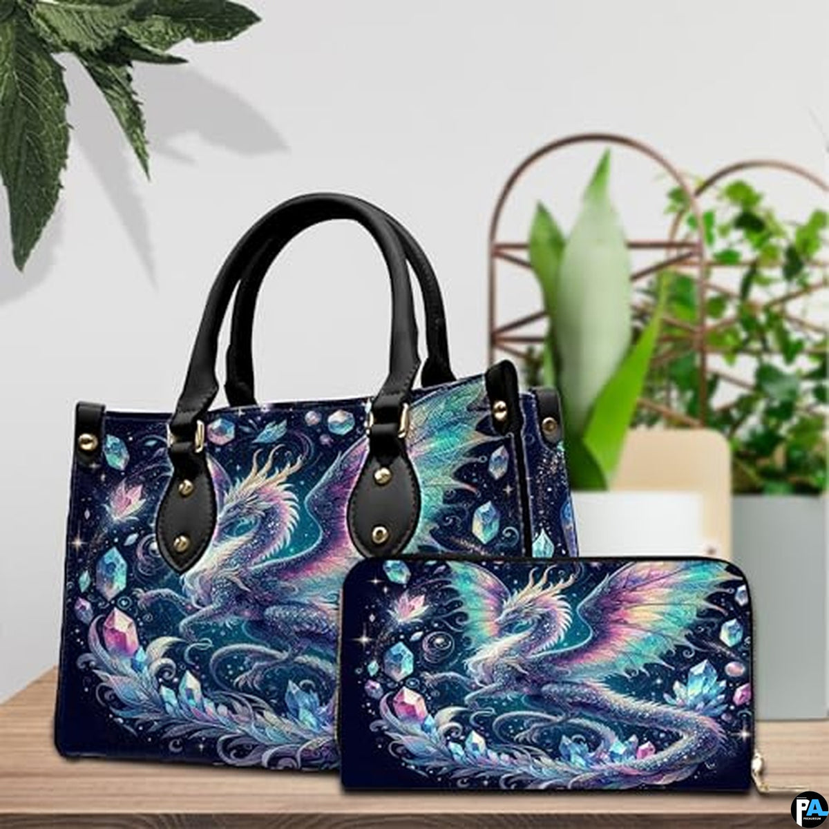 Personalized Dragon Leather Handbag, Fantasy Gothic Purse for Women, Mythical Shoulder Bag Gift for Dragon Lovers