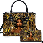 Personalized African American Leather Bag, African Purse, Gifts for Black Girl Women, Black History Handbags