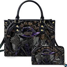 Personalized Halloween Leather Handbag – Custom Witch 3D Printing Effect Purses For Women – Spooky Gothic Shoulder Bag