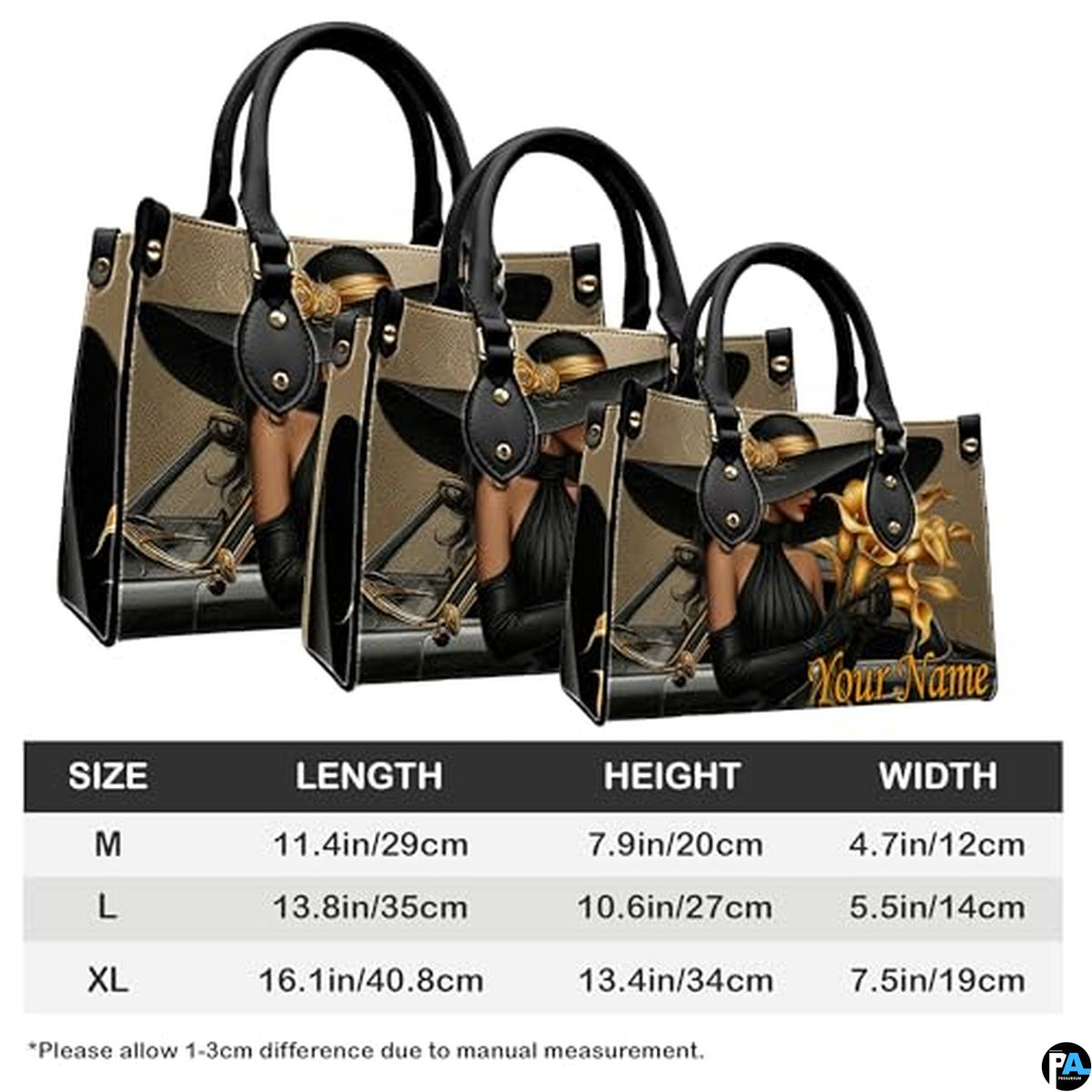 Personalized Black Women Leather Bag, Custom Name African Purses and Handbags Gifts for Mom Birthday Christmas Mothers Day