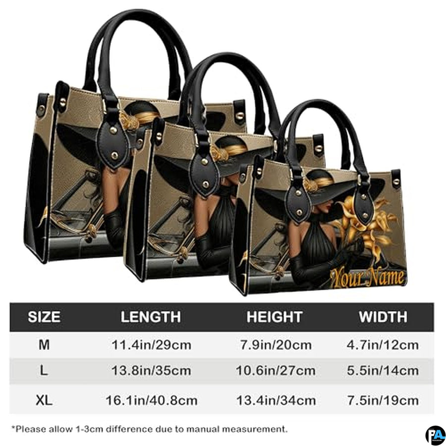 Personalized Black Women Leather Bag, Custom Name African Purses and Handbags Gifts for Mom Birthday Christmas Mothers Day