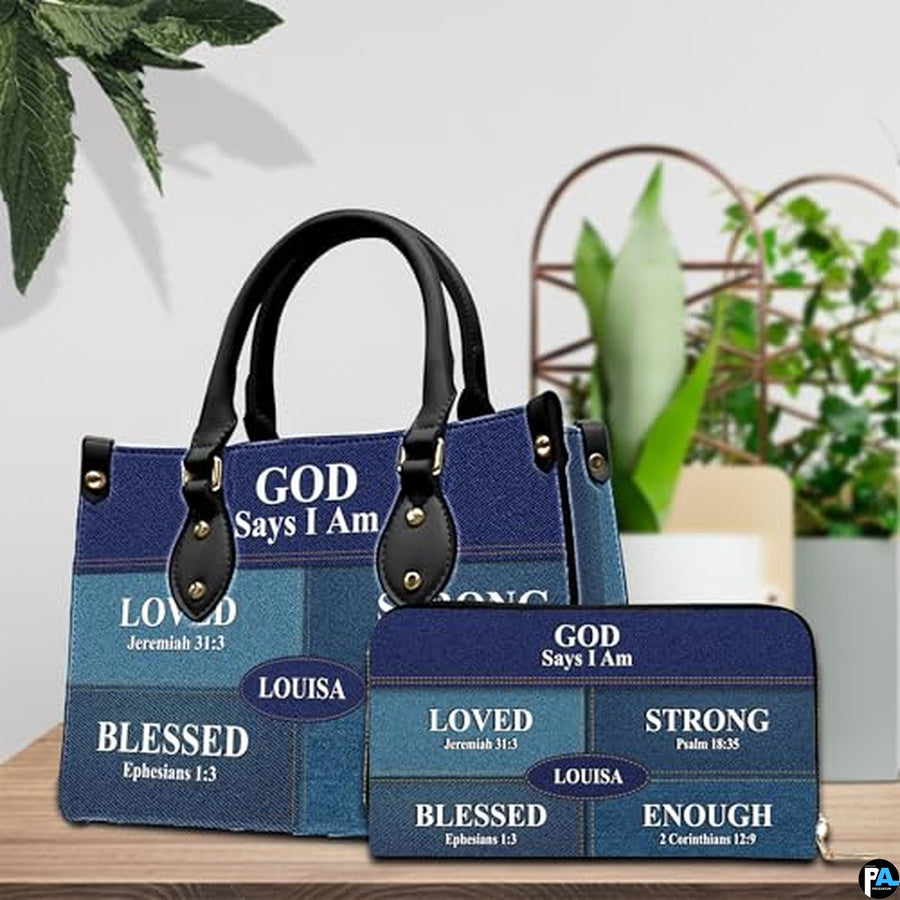 Personalized Christian Leather Handbag, Jesus Christian Tote Bag, Bible Purse, Religious Bags Gift for Mom, Women