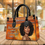 PREAUREUM "{split_values}" Personalized {collection_title} Leather Handbag