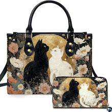 Black Cat Leather Bag – Vintage Cat Art Handbag, Stylish Animal-Themed Purse, Unique Gift for Cat Lovers