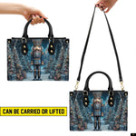 PREAUREUM "Santa, Snowman & Nutcracker Prints Festive Purse" Personalized Christmas Leather Handbag