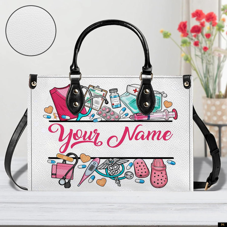 PREAUREUM "{split_values}" Personalized {collection_title} Leather Handbag