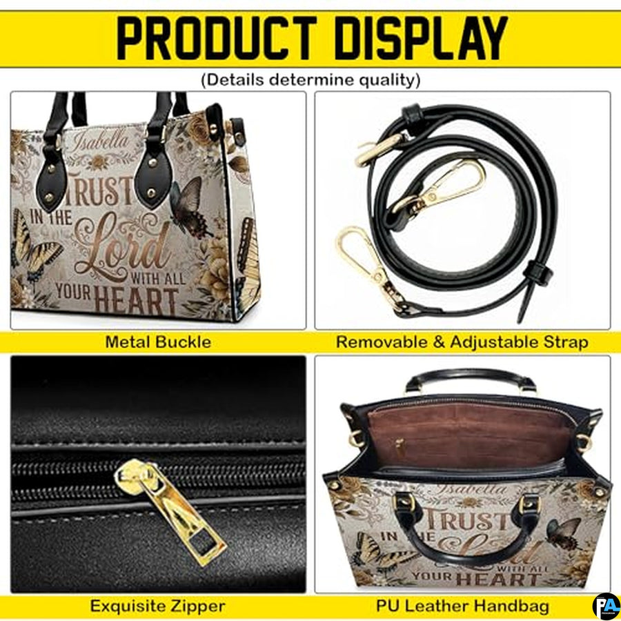 Personalized Christian Leather Handbag – Custom Purse Faith Gift for Mom, Grandma, Women Birthday or Christmas