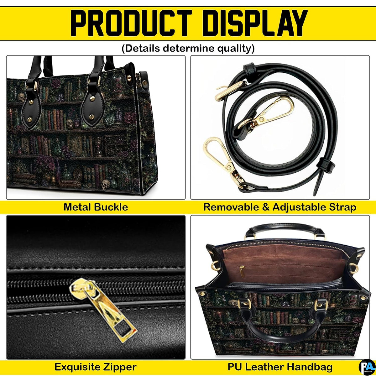 Top-down view of the handbag highlighting clean upper profile and dual carrying handles.