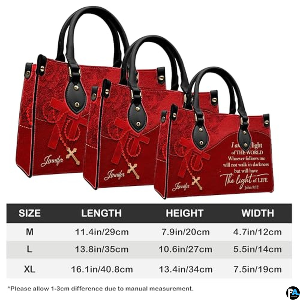 Personalized Christian Leather Handbag – Custom Purse Faith Gift for Mom, Grandma, Women Birthday or Christmas