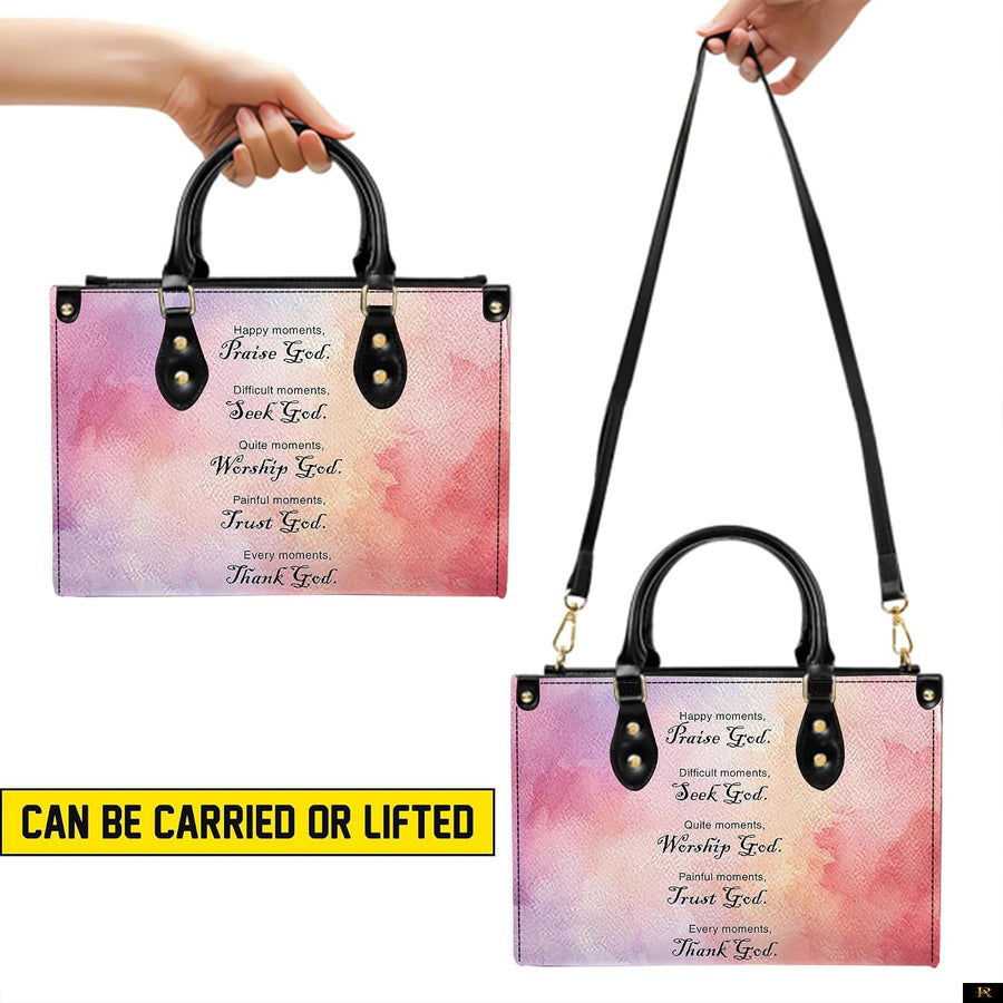 PREAUREUM "{split_values}" Personalized {collection_title} Leather Handbag
