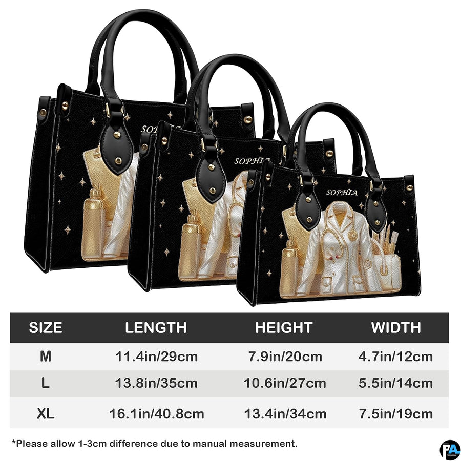 Size comparison chart presenting doctor handbag dimensions across M, L, and XL options